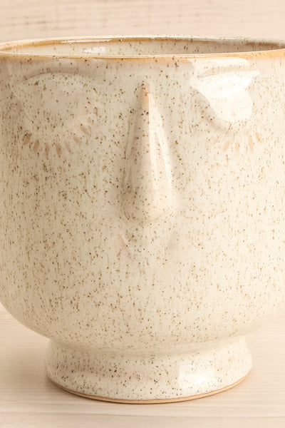 Szeged Grey Vase w/ Embossed Face | La petite garçonne close-up