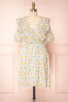 Tabako Pink Short Sleeve Floral V-Neck Dress | Boutique 1861  front view