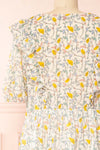 Tabako Pink Short Sleeve Floral V-Neck Dress | Boutique 1861  back close-up