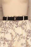 Tabitha Off-White Black Floral Shorts front close up | La petite garçonne
