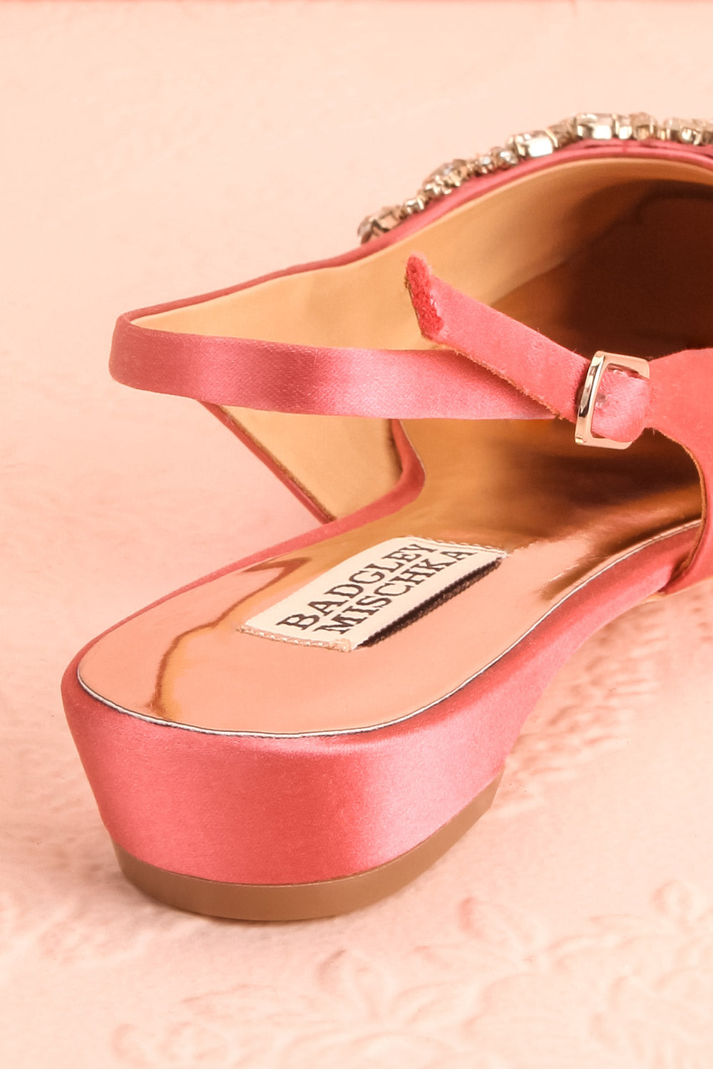 Taclet Pink Low Heel Slingback Shoes with Crystals | Boudoir 1861 9