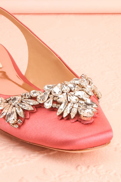 Taclet Pink Low Heel Slingback Shoes with Crystals | Boudoir 1861 4