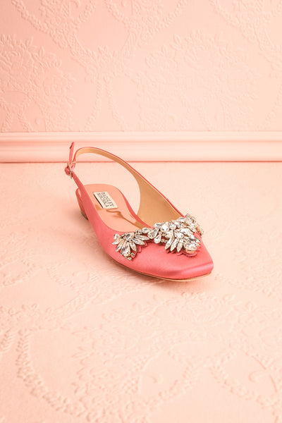 Taclet Pink Low Heel Slingback Shoes with Crystals | Boudoir 1861 3
