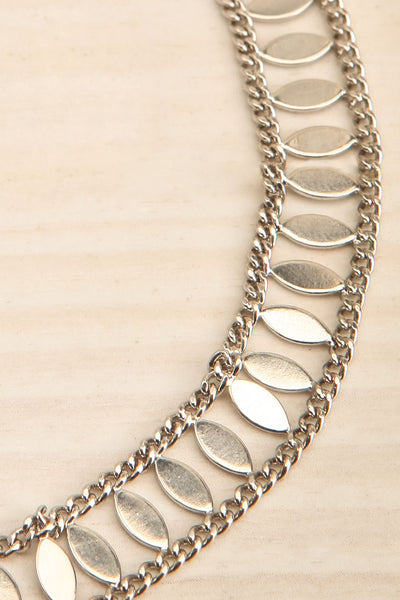 Tagga Silver Leaf Choker Necklace | La Petite Garçonne flat close-up