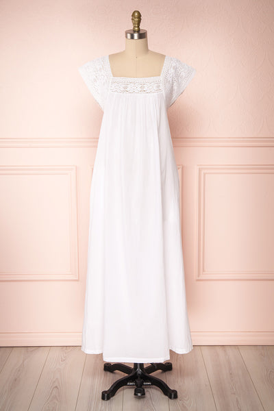 Taimai White Maxi Tunic Dress with Crocheted Lace | Boutique 1861