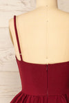 Tallemaja Burgundy Short Tiered A-Line Dress | La Petite Garçonne  back close-up