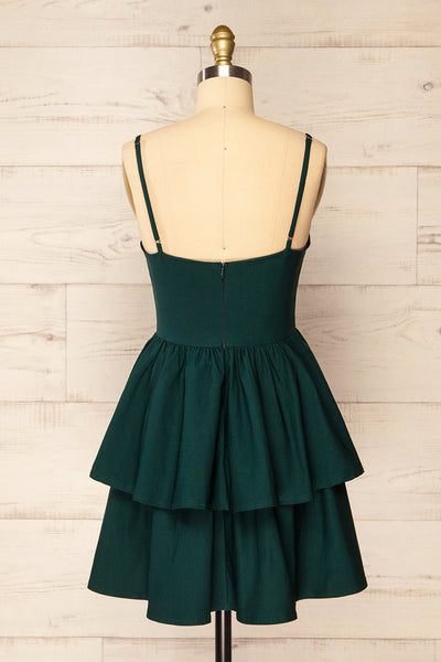 Tallemaja Green Short Tiered A-Line Dress | La Petite Garçonne  back view