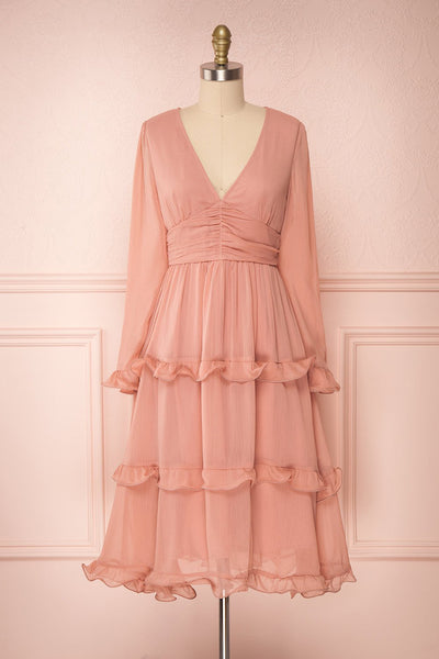 Tamara Dusty Pink A-Line Midi Dress | Boutique 1861
