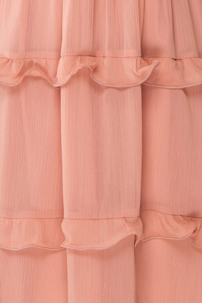 Tamara Dusty Pink A-Line Midi Dress with Ruffles | Boutique 1861 fabric detail