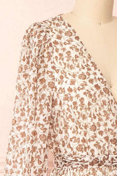 Tamela Short Floral Dress w/ Puffy Sleeves | Boutique 1861 side close-up