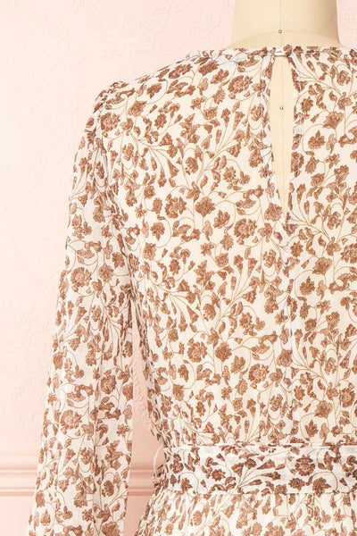 Tamela Short Floral Dress w/ Puffy Sleeves | Boutique 1861 back close-up