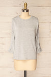 Tampa Grey Sweater with Pearl Buttons on the Sleeves | La petite garçonne front view