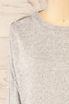 Tampa Grey Sweater with Pearl Buttons on the Sleeves | La petite garçonne front close-up