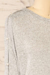 Tampa Grey Sweater with Pearl Buttons on the Sleeves | La petite garçonne side close-up