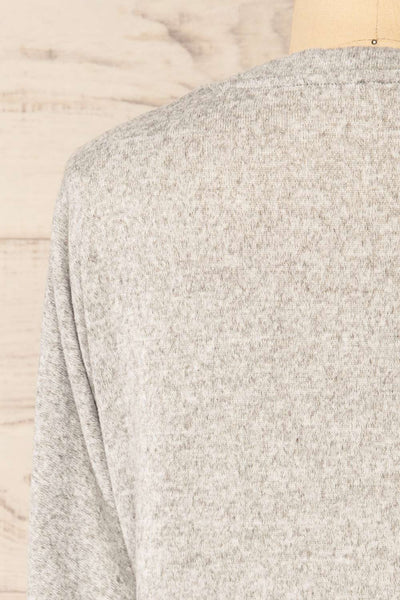 Tampa Grey Sweater with Pearl Buttons on the Sleeves | La petite garçonne back close-up