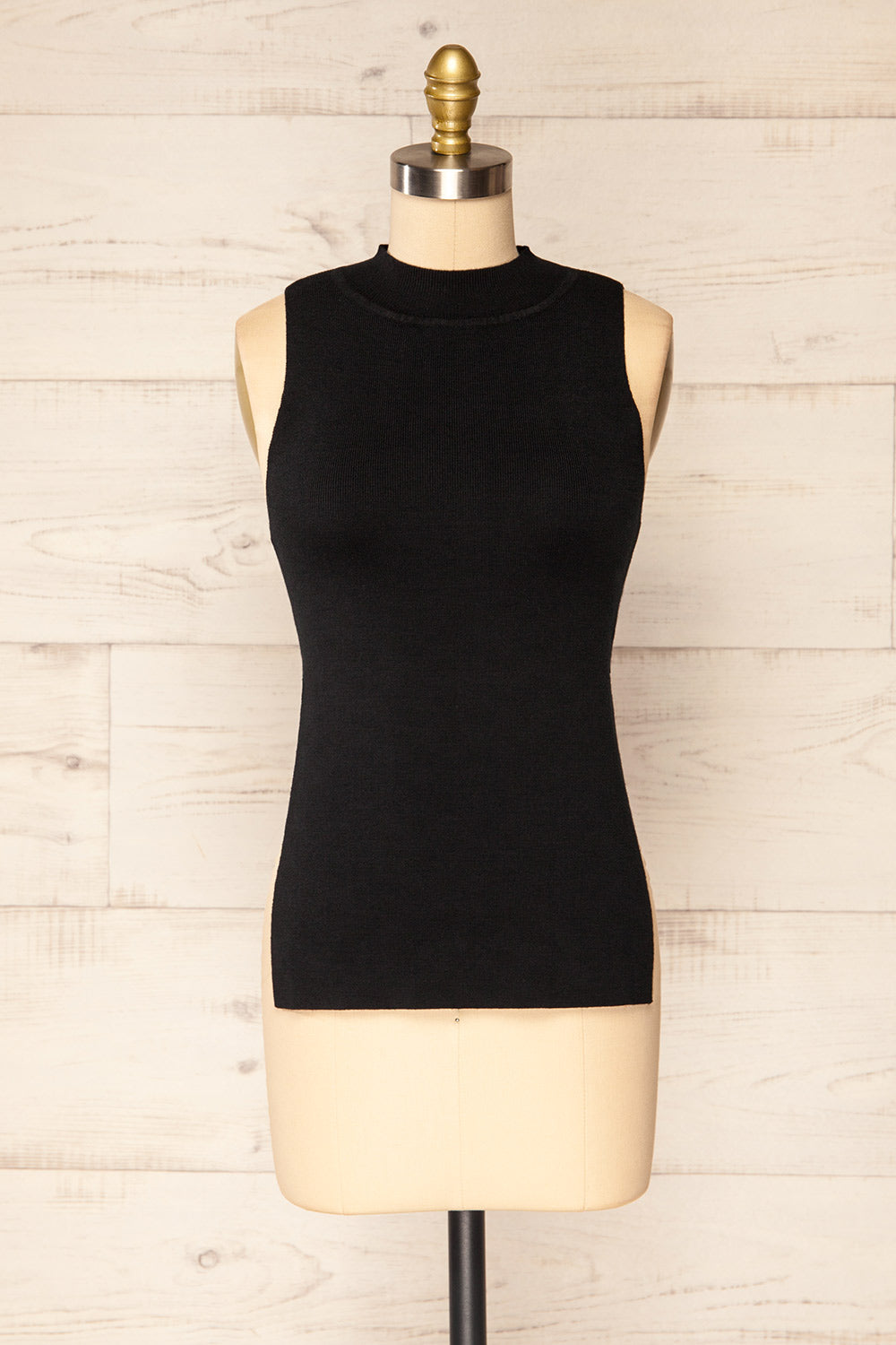 Tamsalu Black Mock Neck Tank Top | La petite garçonne front view