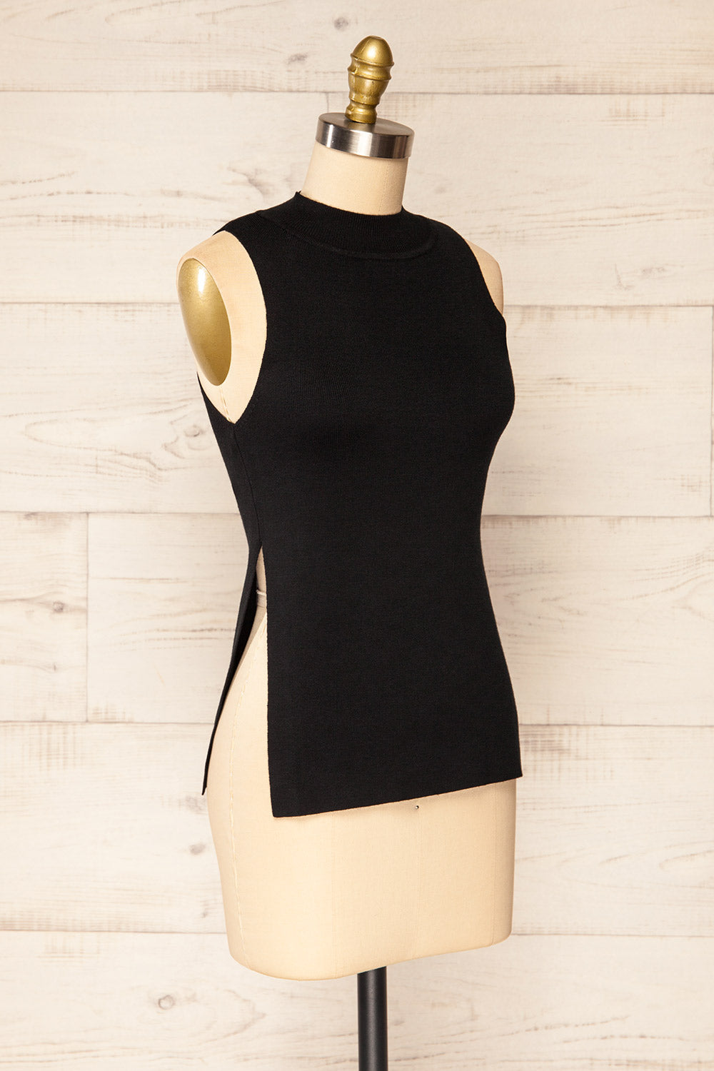 Tamsalu Black Mock Neck Tank Top | La petite garçonne side view