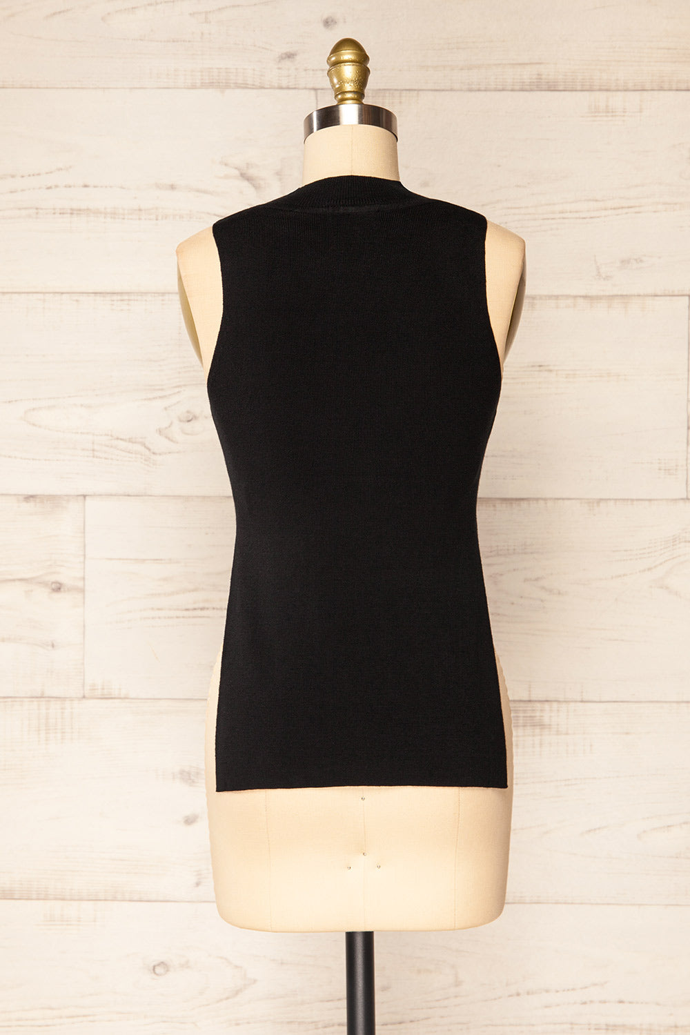 Tamsalu Black Mock Neck Tank Top | La petite garçonne back view