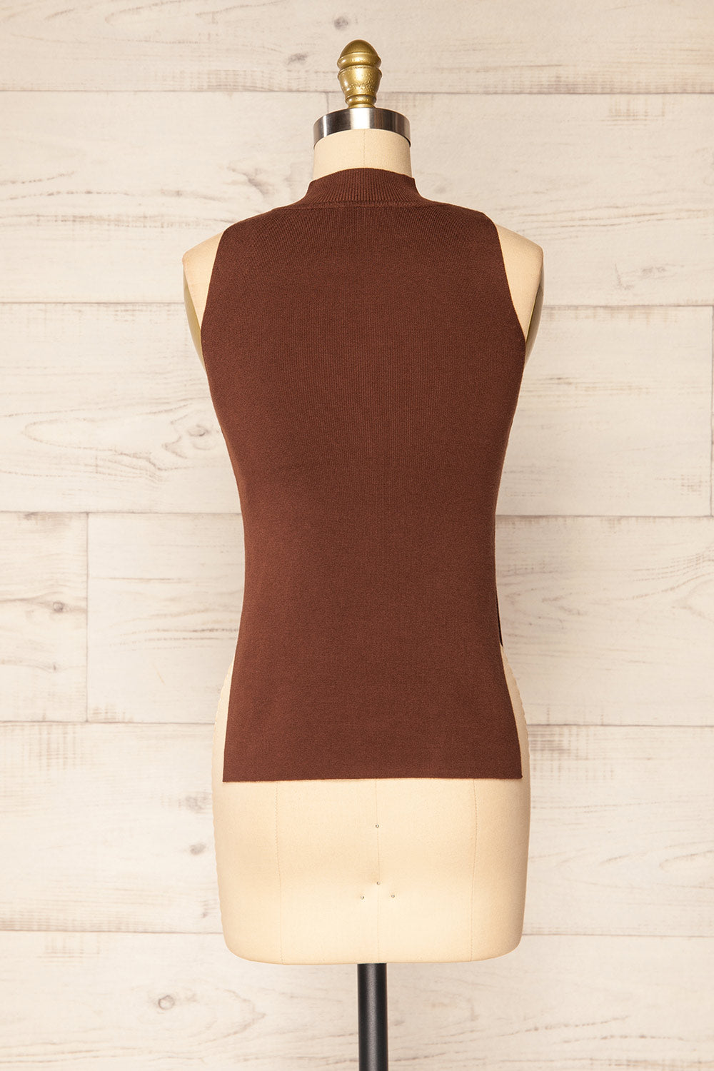 Tamsalu Brown Mock Neck Tank Top | La petite garçonne back view