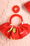 Tamura Fraise Red Floral Fan Pendant Earrings | Boutique 1861