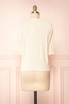 Tansy Cream Ribbed Knit Button-Up Top | Boutique 1861 back view