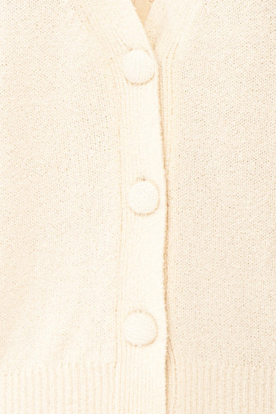 Tansy Cream Ribbed Knit Button-Up Top | Boutique 1861 fabric