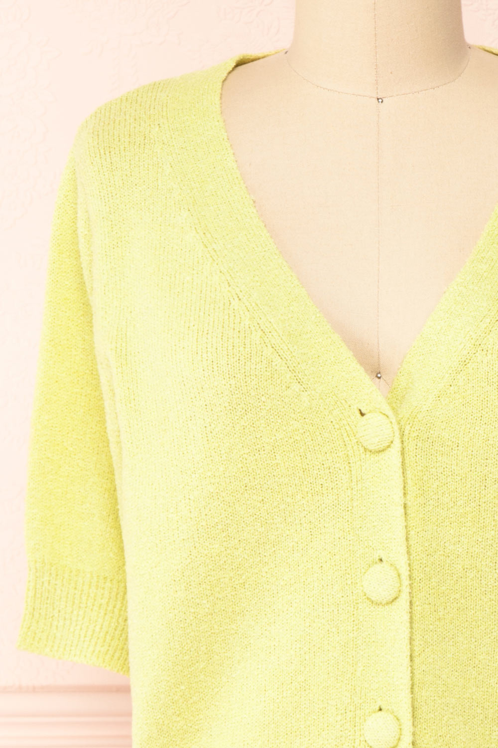 Tansy Green Ribbed Knit Button-Up Top | Boutique 1861 front close-up