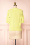 Tansy Green Ribbed Knit Button-Up Top | Boutique 1861 back view