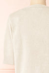 Tansy Grey Ribbed Knit Button-Up Top | Boutique 1861 back close-up
