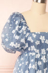 Tarjanne Blue Babydoll Dress w/ Flowers | Boutique 1861  side view