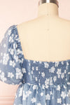 Tarjanne Blue Babydoll Dress w/ Flowers | Boutique 1861  back close une