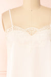 Tasha Beige Tank Top With Lace | Boutique 1861 front close-up