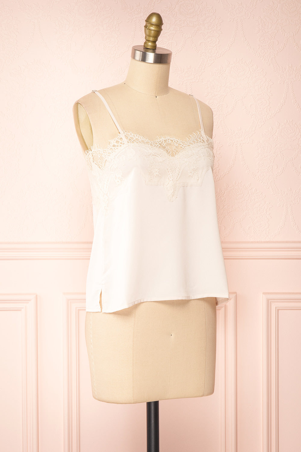 Tasha Beige Tank Top With Lace | Boutique 1861 side view 