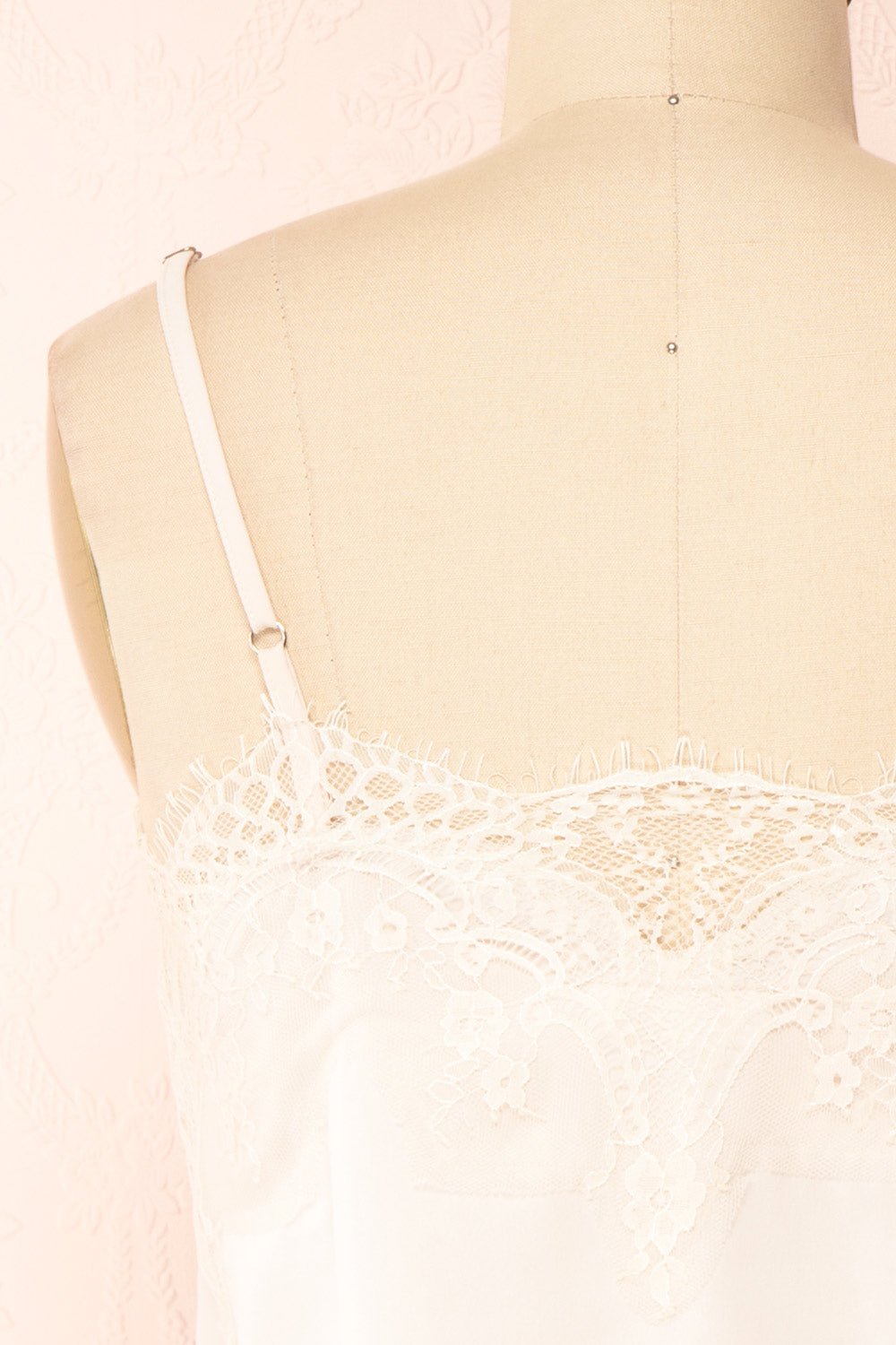 Tasha Beige Tank Top With Lace | Boutique 1861 back close-up