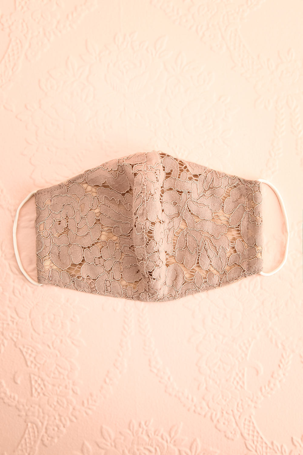 Taupe Lacy Face Mask Floral | Boutique 1861 front view 