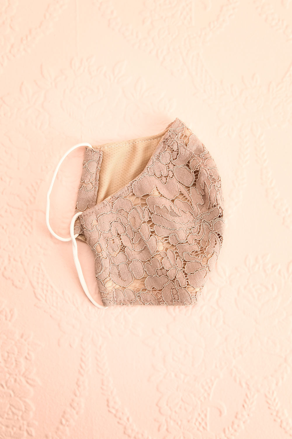 Taupe Lacy Face Mask Floral | Boutique 1861 lining