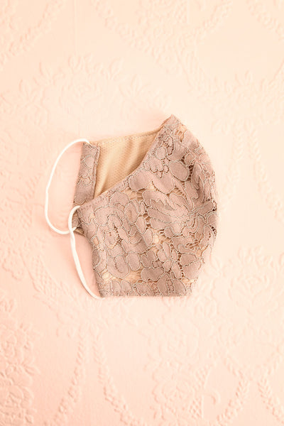 Taupe Lacy Face Mask Floral | Boutique 1861 lining