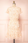 Taya Floral Cream Tiered Short Dress w/ Buttons | Boutique 1861 back view