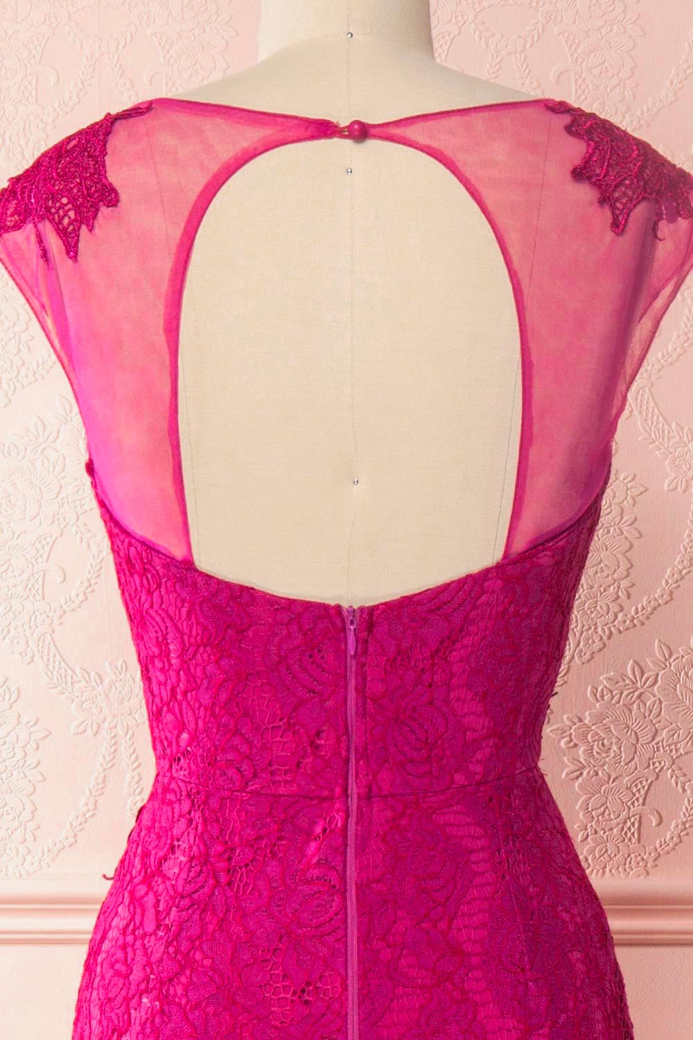 Teala Magenta Lace Open-Back Mermaid Gown | Boudoir 1861