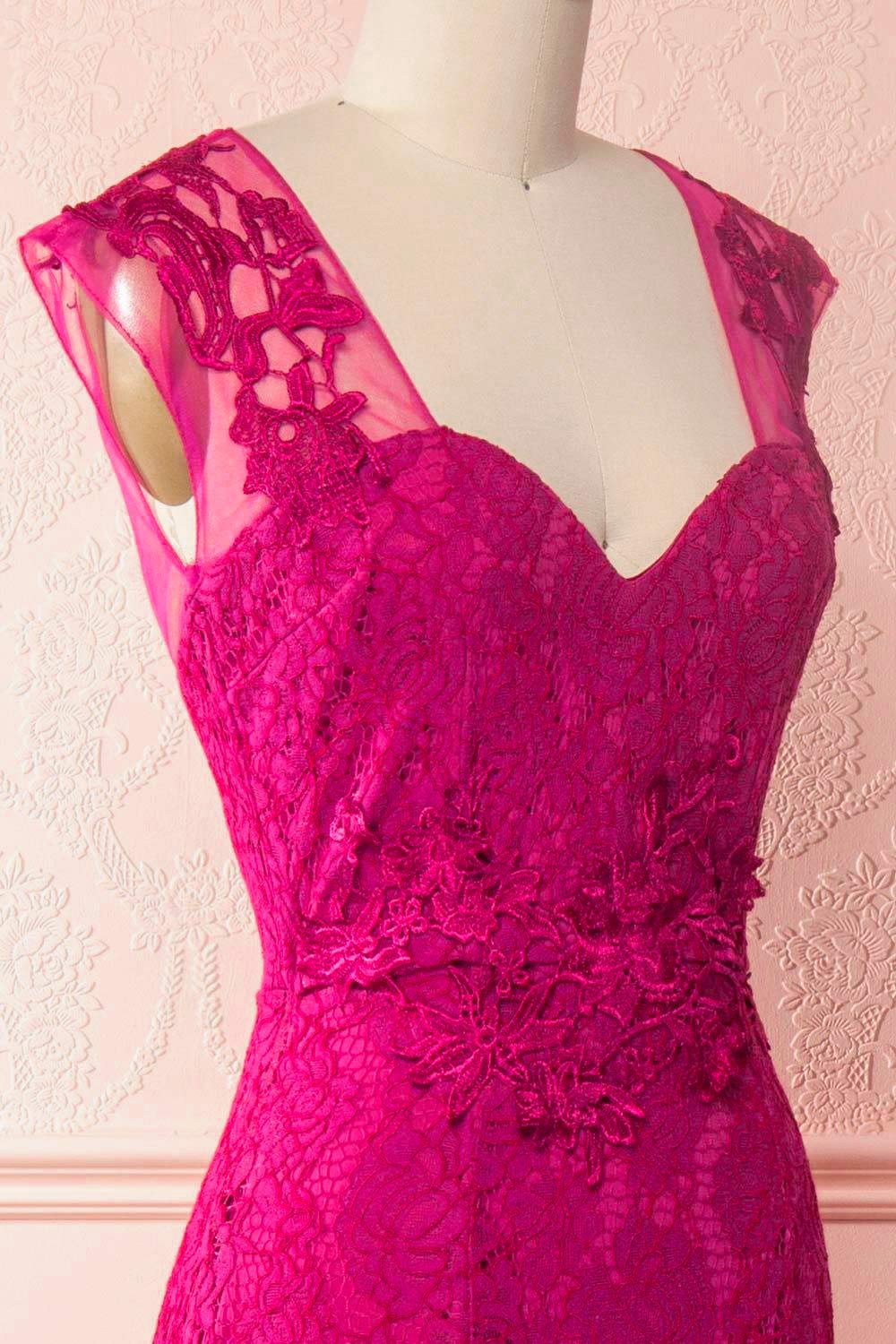 Teala Magenta Lace Open-Back Mermaid Gown | Boudoir 1861