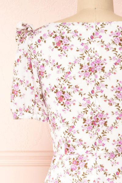 Tegan White Sweetheart Neckline Midi Dress | Boutique 1861  back close-up