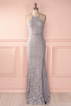 Tamia Lune - Grey lace maxi halter dress