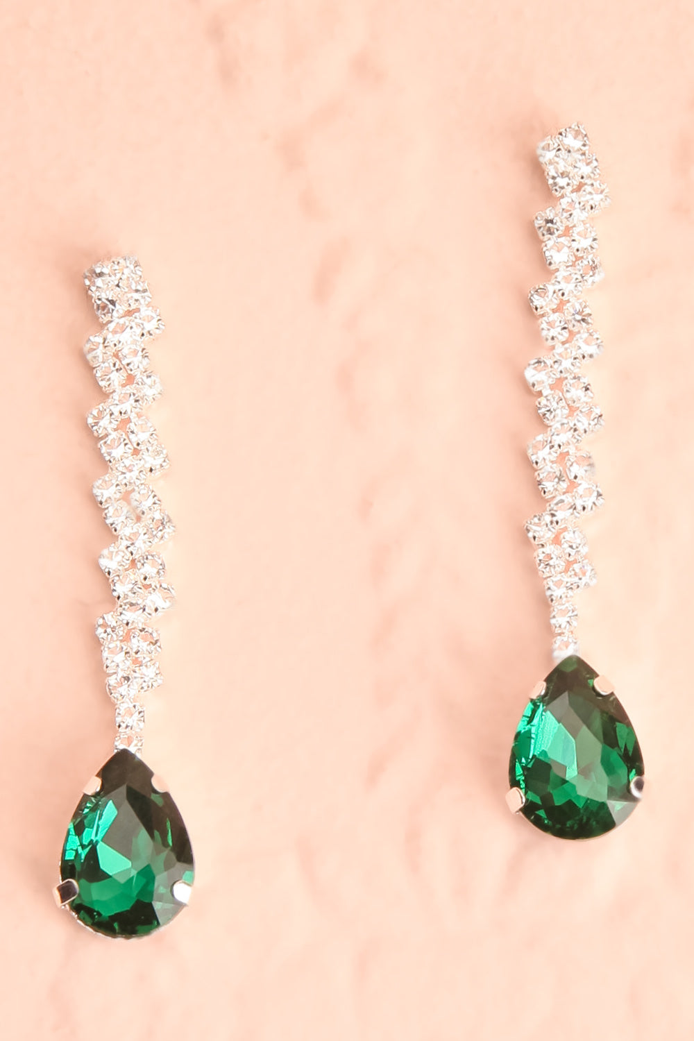 Tempest Emerald Crystal Earrings & Necklace Set | Boutique 1861 flat close-up