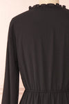 Tenzi Black Long Sleeve Short Dress w/ Buttons | Boutique 1861 back close-up