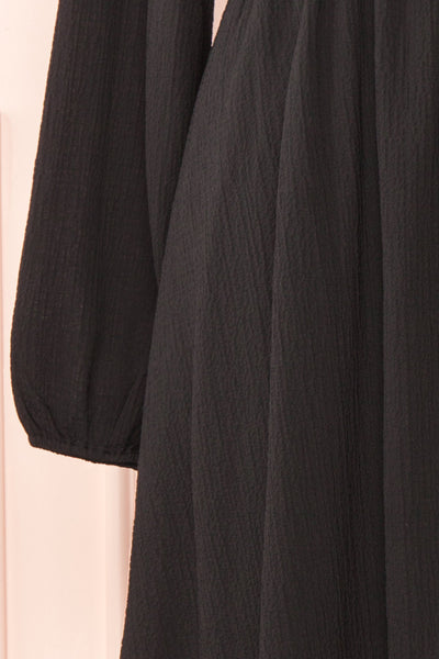 Tenzi Black Long Sleeve Short Dress w/ Buttons | Boutique 1861 sleeve