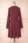 Tenzi Burgundy Long Sleeve Short Dress w/ Buttons | Boutique 1861 back view