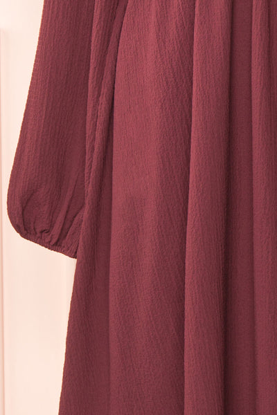 Tenzi Burgundy Long Sleeve Short Dress w/ Buttons | Boutique 1861 sleeve