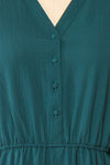 Tenzi Green Long Sleeve Short Dress w/ Buttons | Boutique 1861 fabric