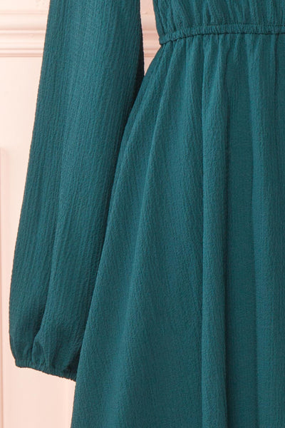 Tenzi Green Long Sleeve Short Dress w/ Buttons | Boutique 1861 sleeve