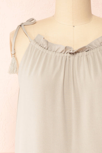 Tepeo Tiered Midi Skirt w/ Tie Straps | Boutique 1861 front close-up